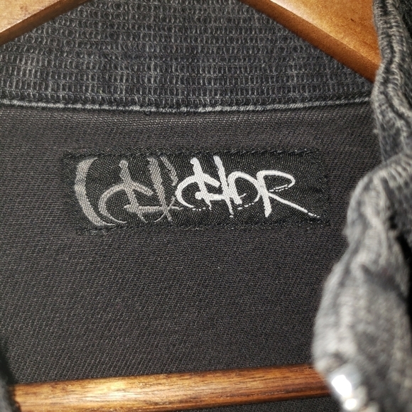 Black Cropped Denim Jacket Banded Distressed Size Medium - Picture 6 of 11